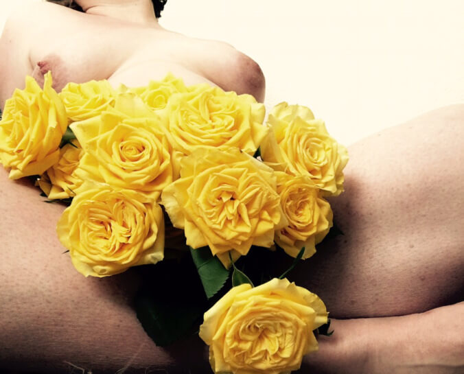 yellow roses and naked woman for Masturbation Monday Week 157