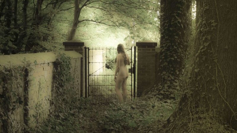 little gem standing naked in a haunted looking garden - Masturbation Monday prompt for week 266
