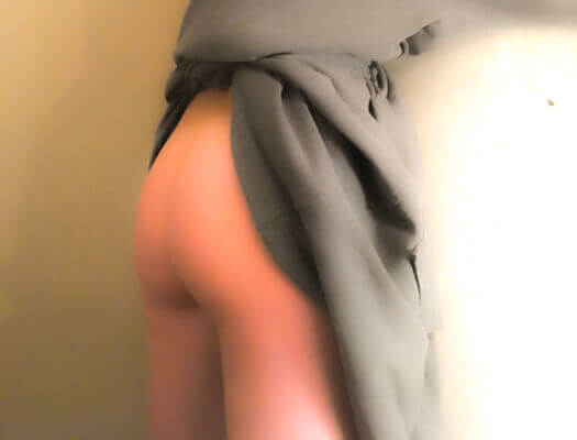 cropped image of Francesca Demont's bare bottom while wearing a robe for Masturbation Monday week 285